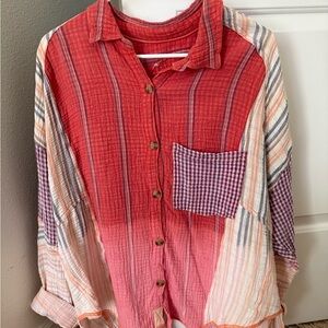 We The Free Coral Button-Up Shirt